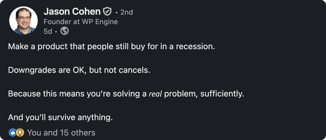 Build recession proof product Build recession proof product