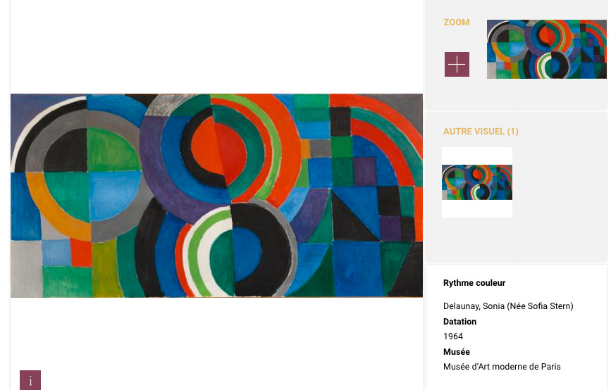 Peinture de l'artiste franco-ukrainienne Sonia Delaunay, titre Rythme couleur, 1964