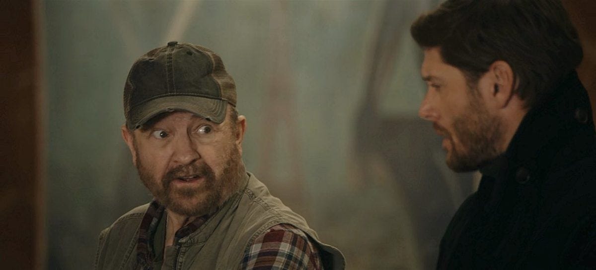 Jim Beavers Bobby reacts to Jensen Ackles on Winchesters set.