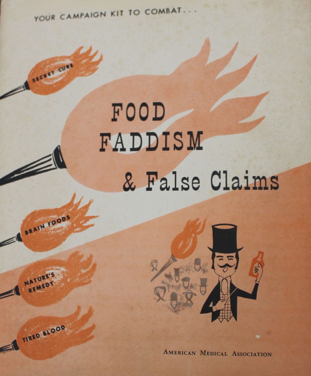 Anti-food faddism packet distributed by the American Medical Association, late 1950s.