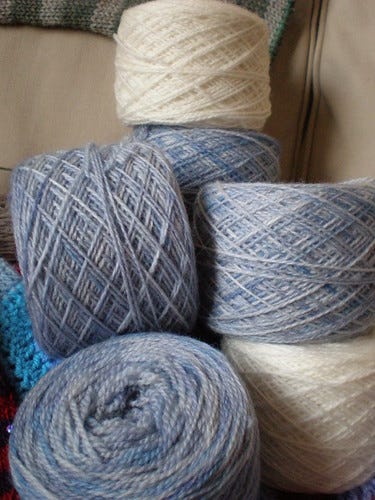 Blue and White Balls of Yarn Blue and White Balls of Yarn