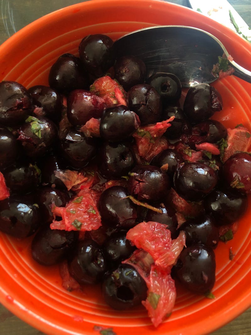 Mint in fruit salad finished