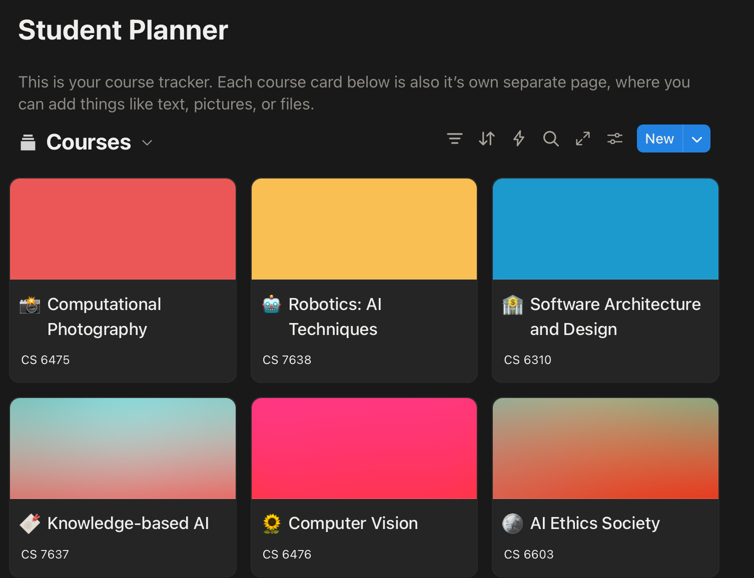 How I used Notion to organize my OMSCS degree