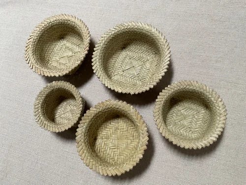 Vintage Tarahumara Nesting Set of Palm Weave Baskets - Picture 2 of 5
