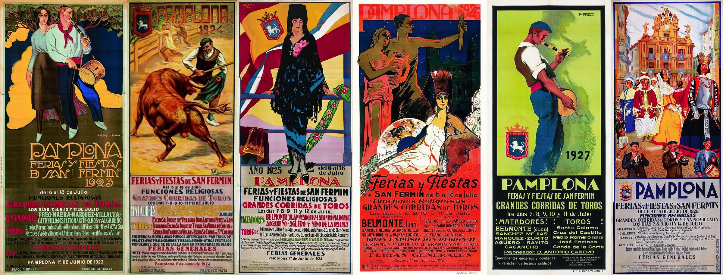 Sanfermines posters from the years when Hemingway visited Pamplona in the 1920s Sanfermines posters from the years when Hemingway visited Pamplona in the 1920s