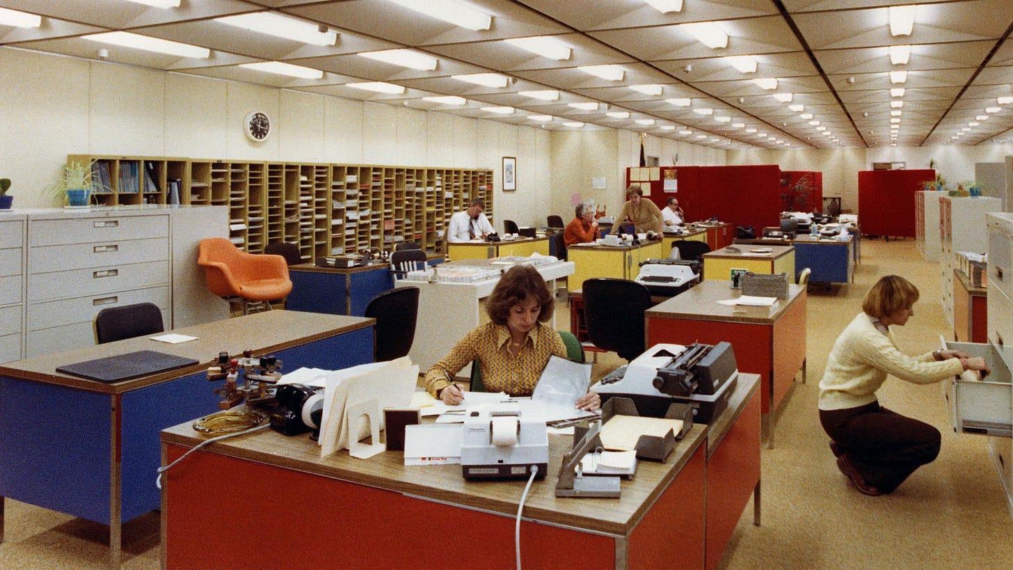 office with cubicles in primary colors office with cubicles in primary colors