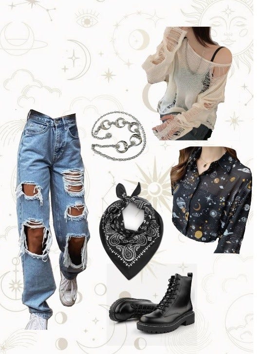 A collage of a person's outfit

Description automatically generated