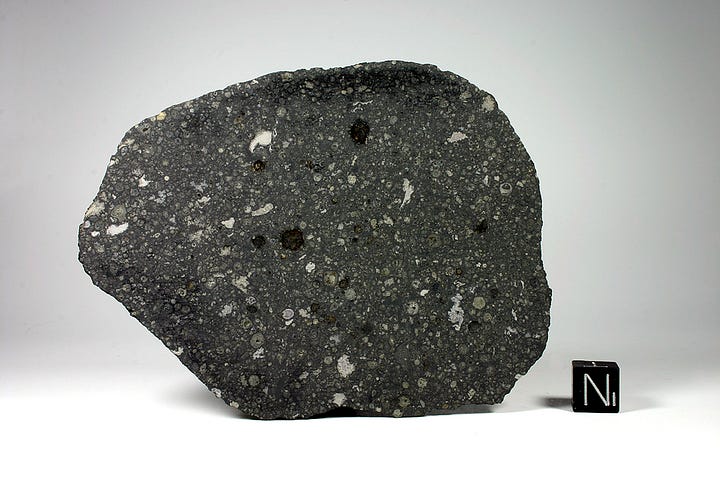 Various chondrite samples from meteorites that hit Earth