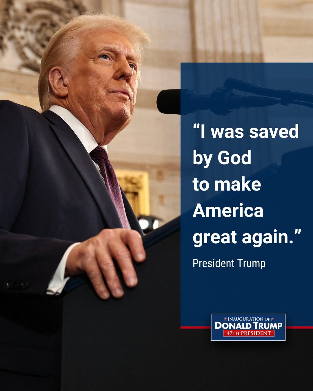 May be an image of 1 person, the Oval Office and text that says '" was saved by God to make America great again." President Trump *INAUGURATIONO DONALD' DONALDTRUMP TRUMP 47THPRESIDENT'