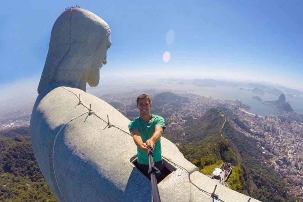 At the very top of Christ the Redeemer statue in Brazil. At the very top of Christ the Redeemer statue in Brazil.