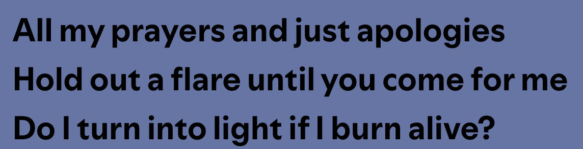 a screenshot of lyrics from the song televangelist by julien baker