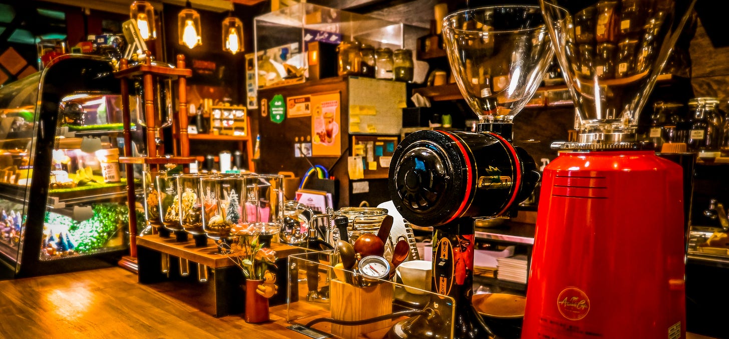 Coffee machines and succulents sit on the countertop at Aussie Cafe in Taipei's Zhongshan District Coffee machines and succulents sit on the countertop at Aussie Cafe in Taipei's Zhongshan District