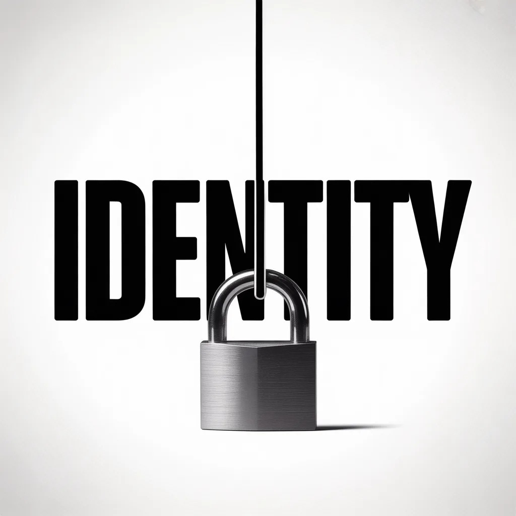 The word IDENTITY in bold black type with a padlock hanging from it — illustrating the identity trap, trans ideology, and the fetishisation of identity over transformation-https://bit.ly/4lMMbU8 The word IDENTITY in bold black type with a padlock hanging from it — illustrating the identity trap, trans ideology, and the fetishisation of identity over transformation-https://bit.ly/4lMMbU8