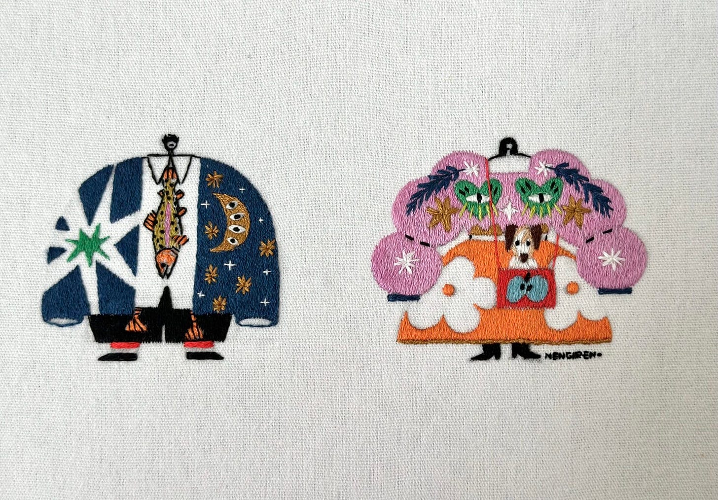Nengiren's Embroidered Figures Embrace Feeling Carefree in Clothing ...