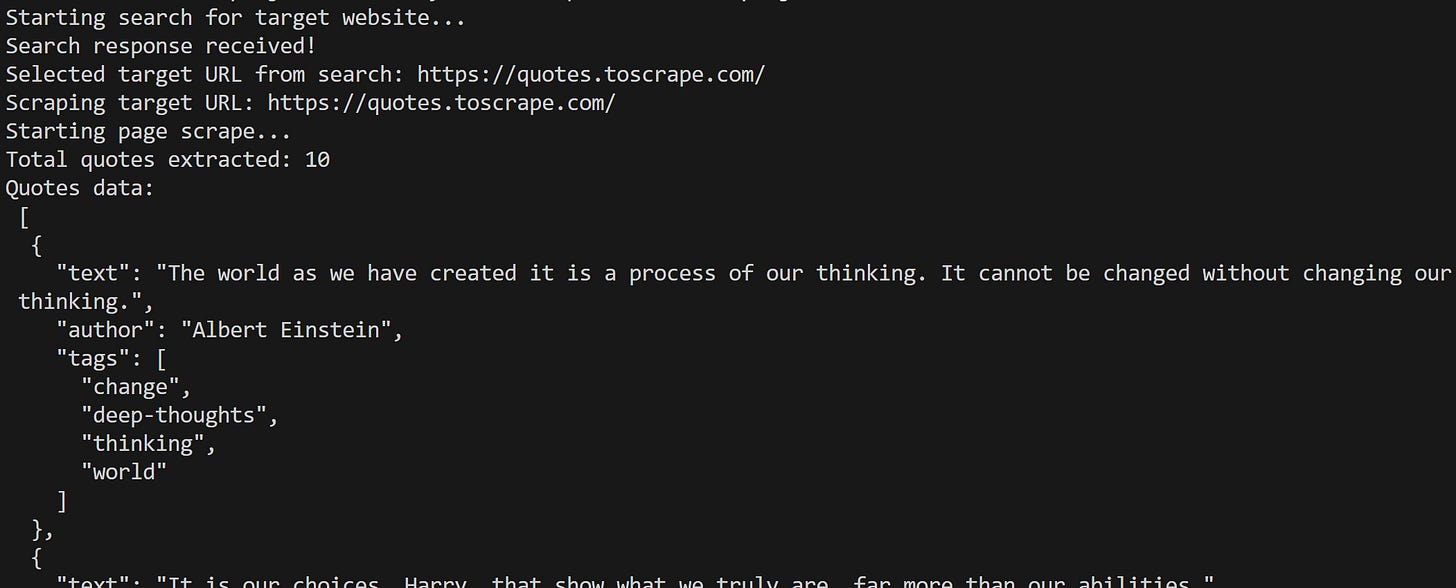 The output produced by the script The output produced by the script