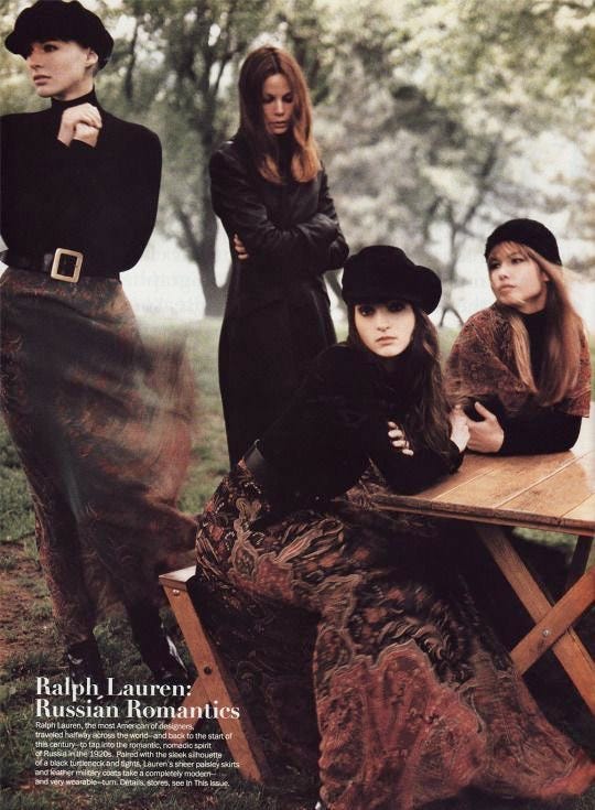 various Ralph Lauren campaigns from 80s and 90s