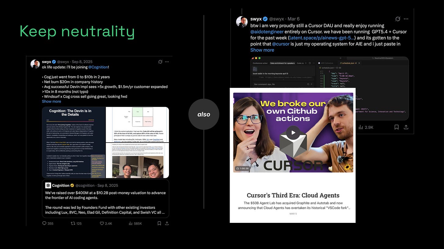 Keep neutrality - working at Cognition while using Cursor