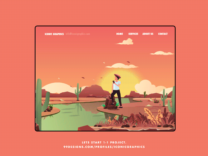 Illustrated website design with parallax scrolling
