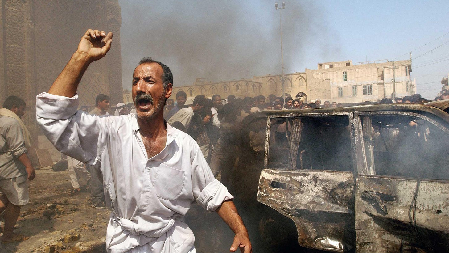 Kate Brooks, Sept. 29, 2003An estimated 125 people were killed in a car bombing at the Tomb of Imam Ali in Najaf. The attack targeted a prominent ShiÕite cleric and occurred as the faithful were leaving after Friday prayers. It was the single most violen