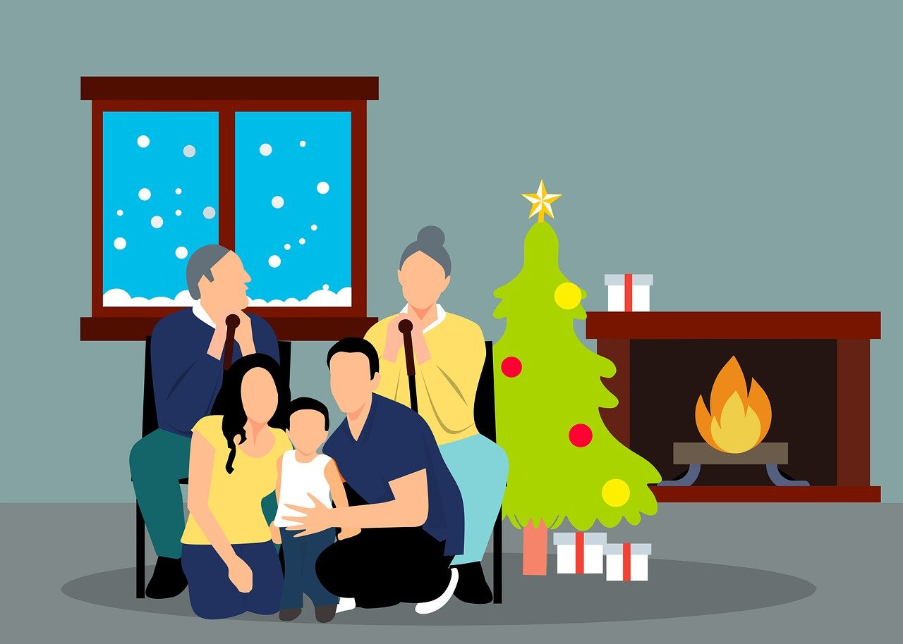 Free family christmas new year illustration