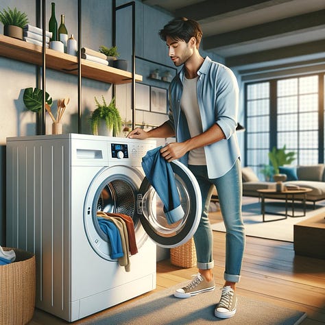 Washing Machine with Rinse Water Treatment and Reuse