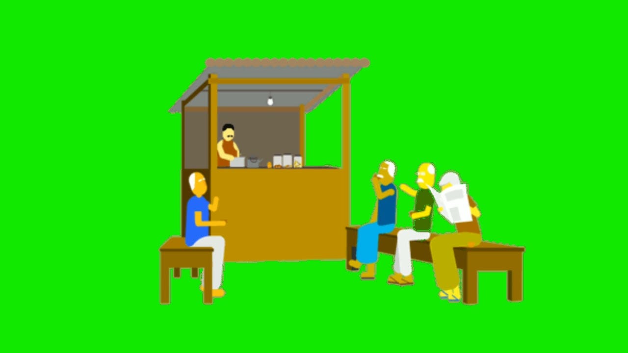 indian tea stall, chai ki dukaan animated cartoon green screen video for  Youtubers.