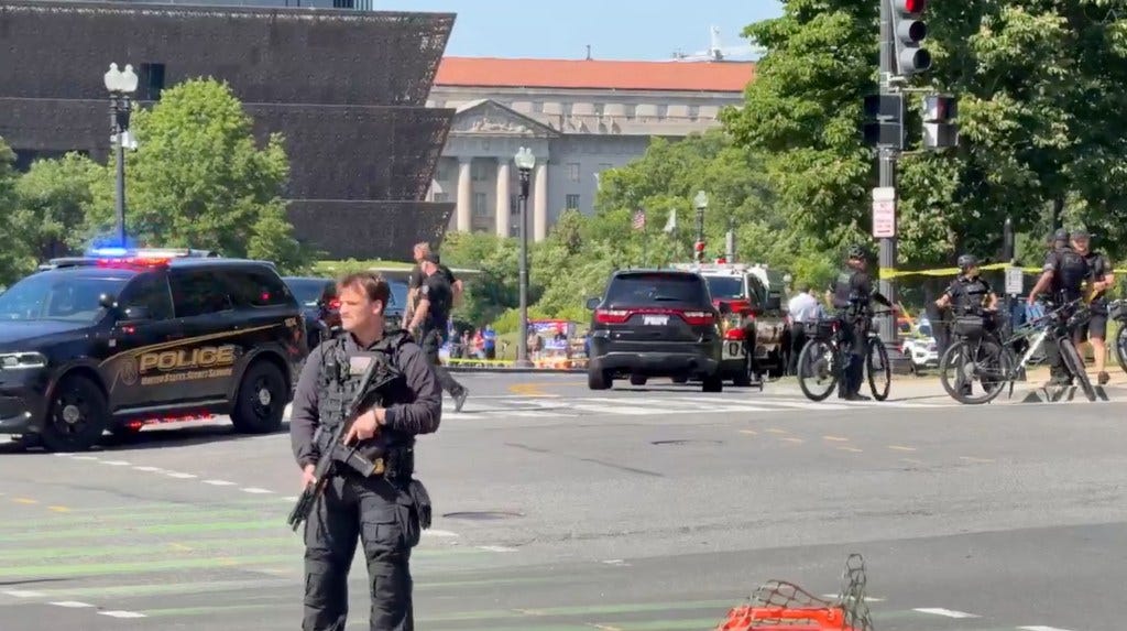 Secret Service personnel responded to an officer-involved shooting near the White House in Washington on Monday, May 4, 2026, the agency said in a statement. Secret Service personnel responded to an officer-involved shooting near the White House in Washington on Monday, May 4, 2026, the agency said in a statement.