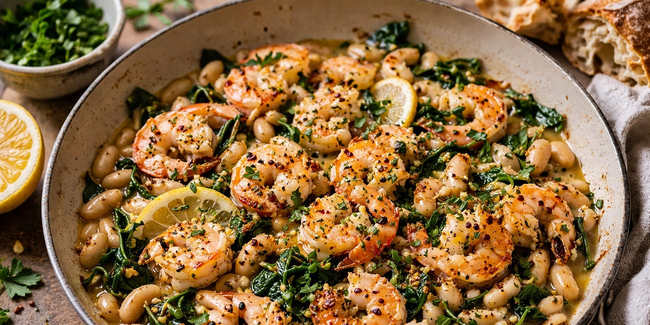 Garlic Butter Shrimp & White Bean Skillet