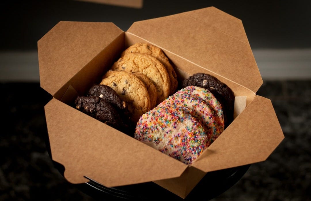 brown and purple bread in brown cardboard box