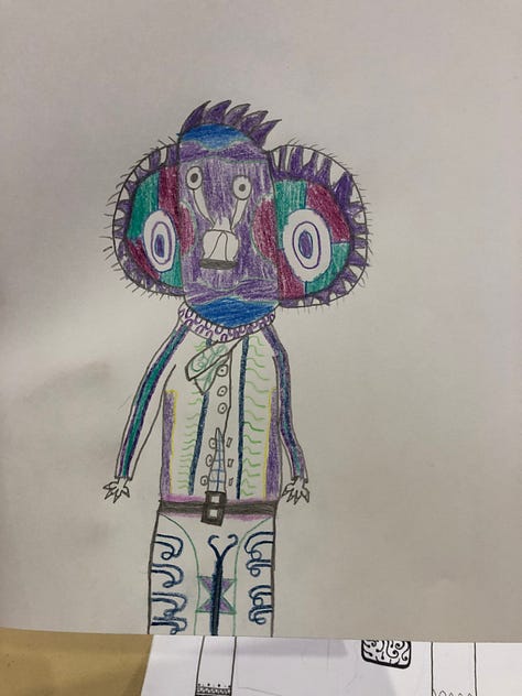Anthropomorphic animal drawings by children