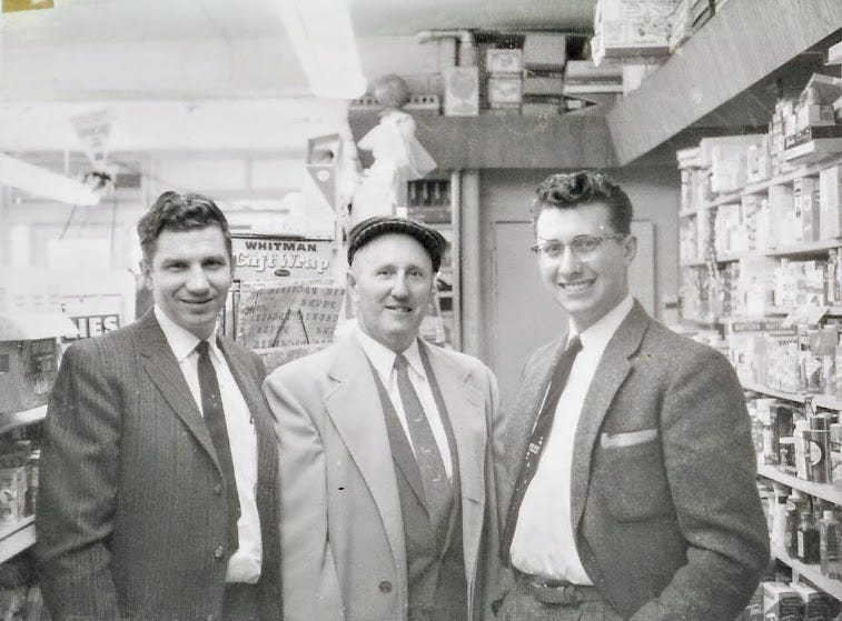 Three men in ties in store