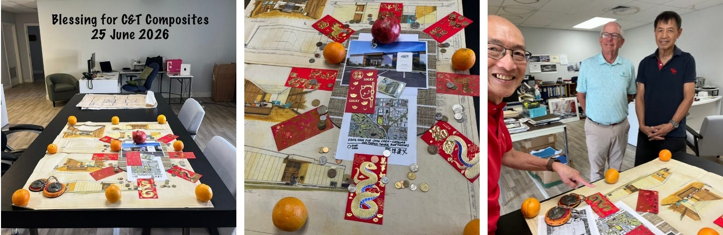 Nine oranges with currency around the world is ready to be placed into nine(9) Red envelopes which will be placed around the property.