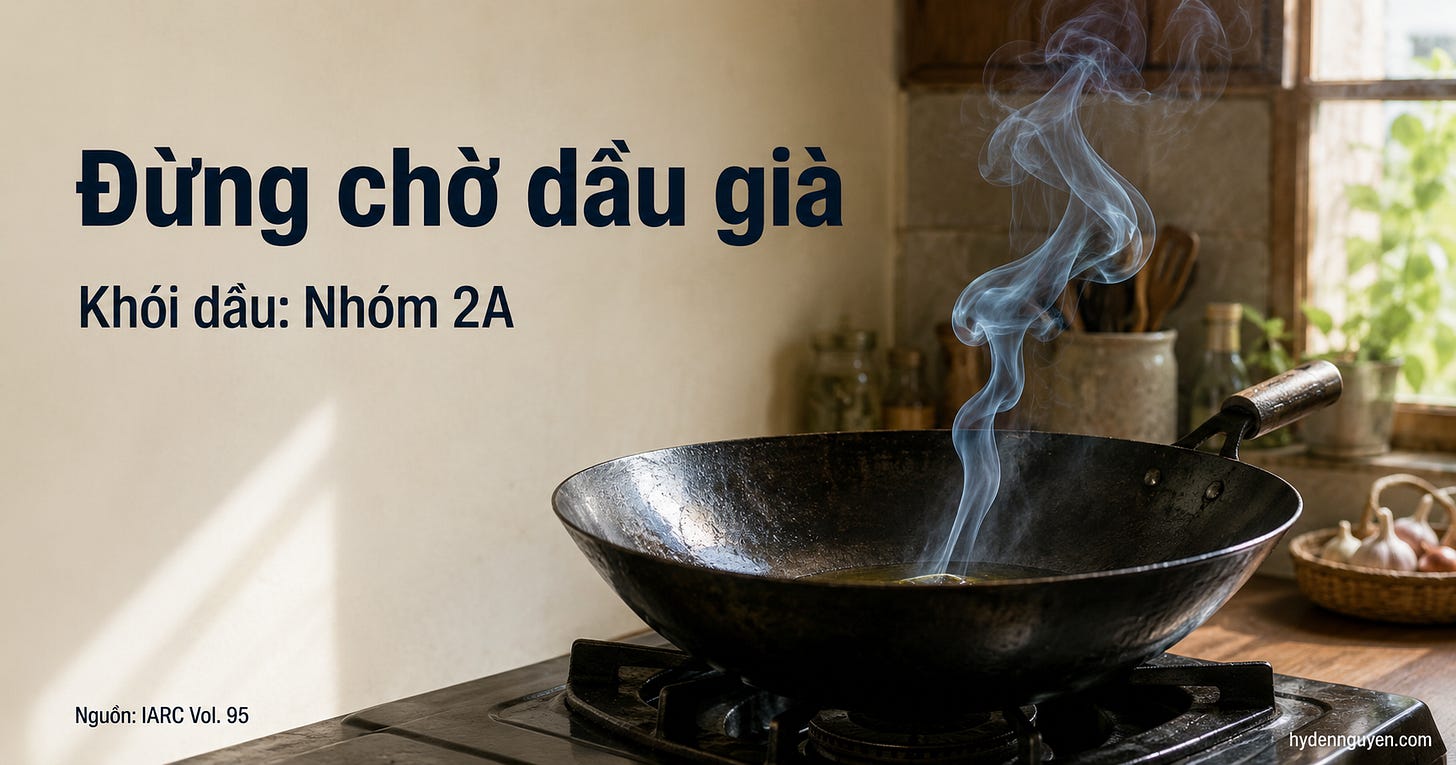 Chảo dầu trong bếp vừa bắt đầu bốc một sợi khói xanh