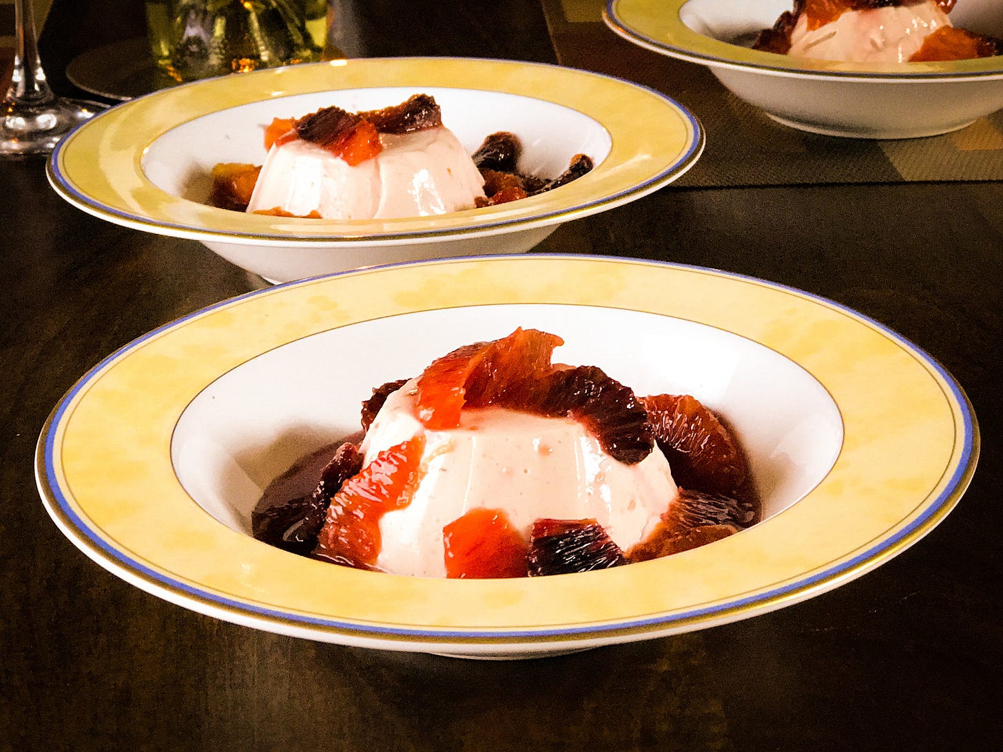 Cooks Without Borders' blood orange panna cotta with blood orange compote