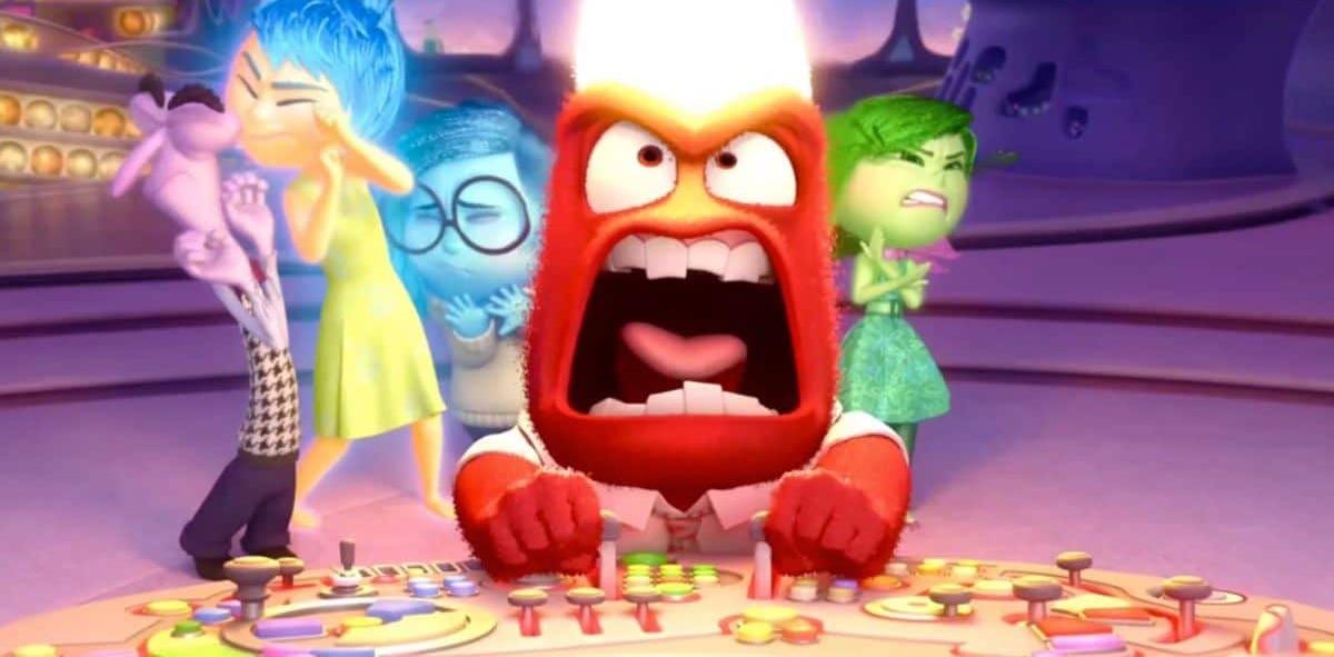 Anger, from the Pixar movie "Inside Out," rages with flaming hair at the control terminal as Fear, Joy, Sadness and Disgust wince in the background. Anger, from the Pixar movie "Inside Out," rages with flaming hair at the control terminal as Fear, Joy, Sadness and Disgust wince in the background.