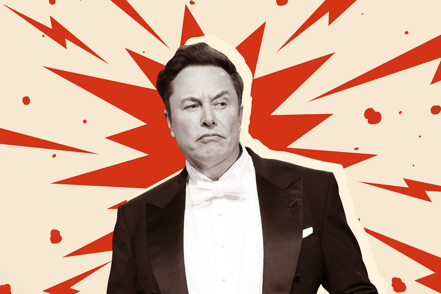 Image of Elon Musk with red flourishes in the background.