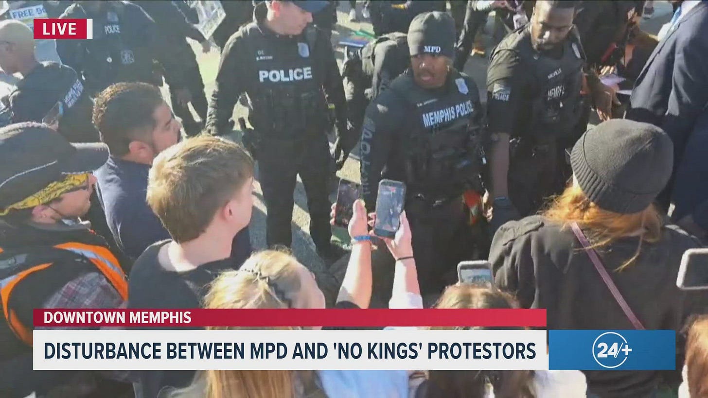 WATCH | MPD clash with protesters during No Kings rally in Memphis