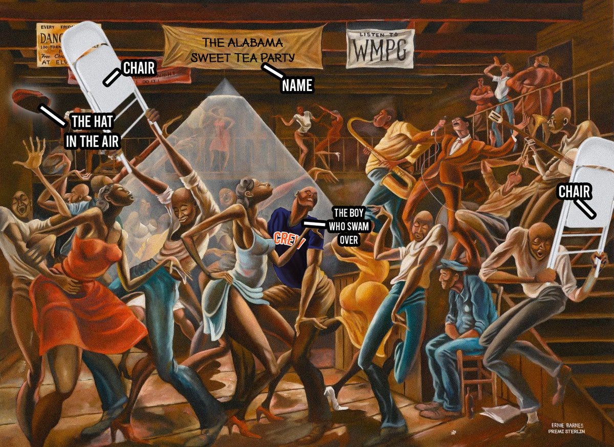 Ernie Barnes' "Sugar Shack" classic was updated by Premi Sterlin to reflect the Alabama Brawl