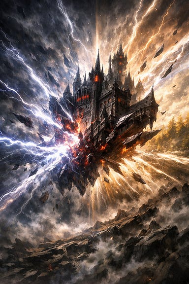 Castle Ravenloft shattering the dimensional barrier