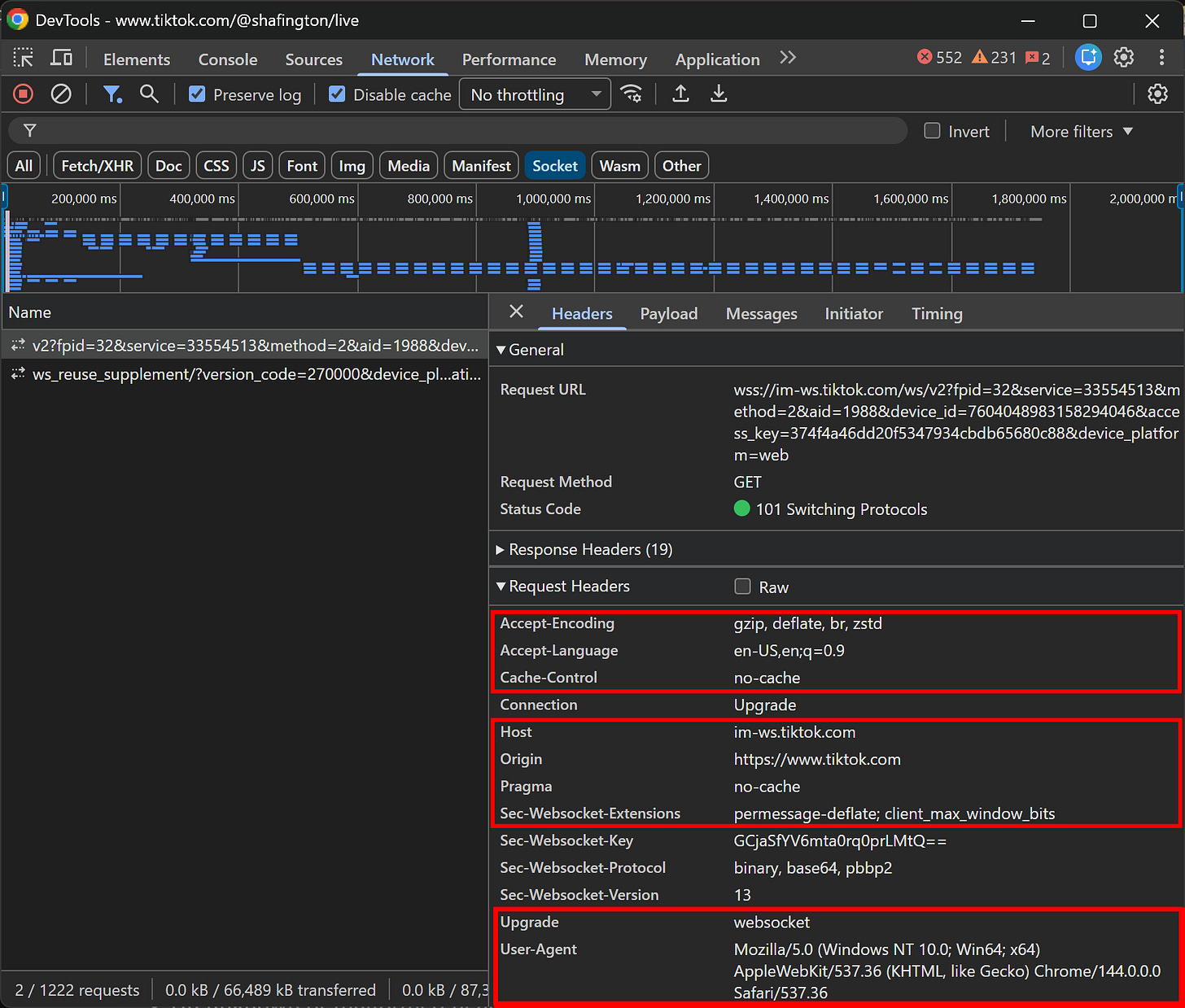 Note all extra HTTP headers Note all extra HTTP headers