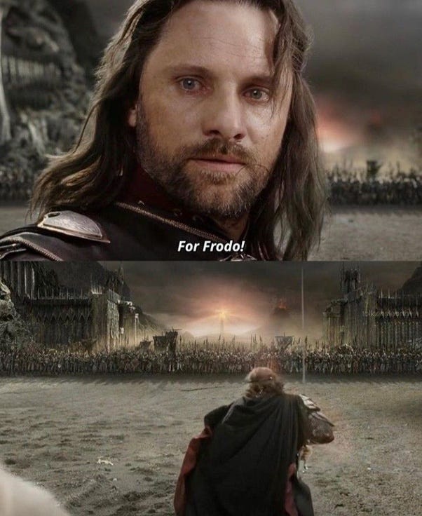 At the Black Gates, if the rest of the Fellowship believed that Frodo is  dead as they were presented his armor, why did they not retreat and devise  a plan to counter