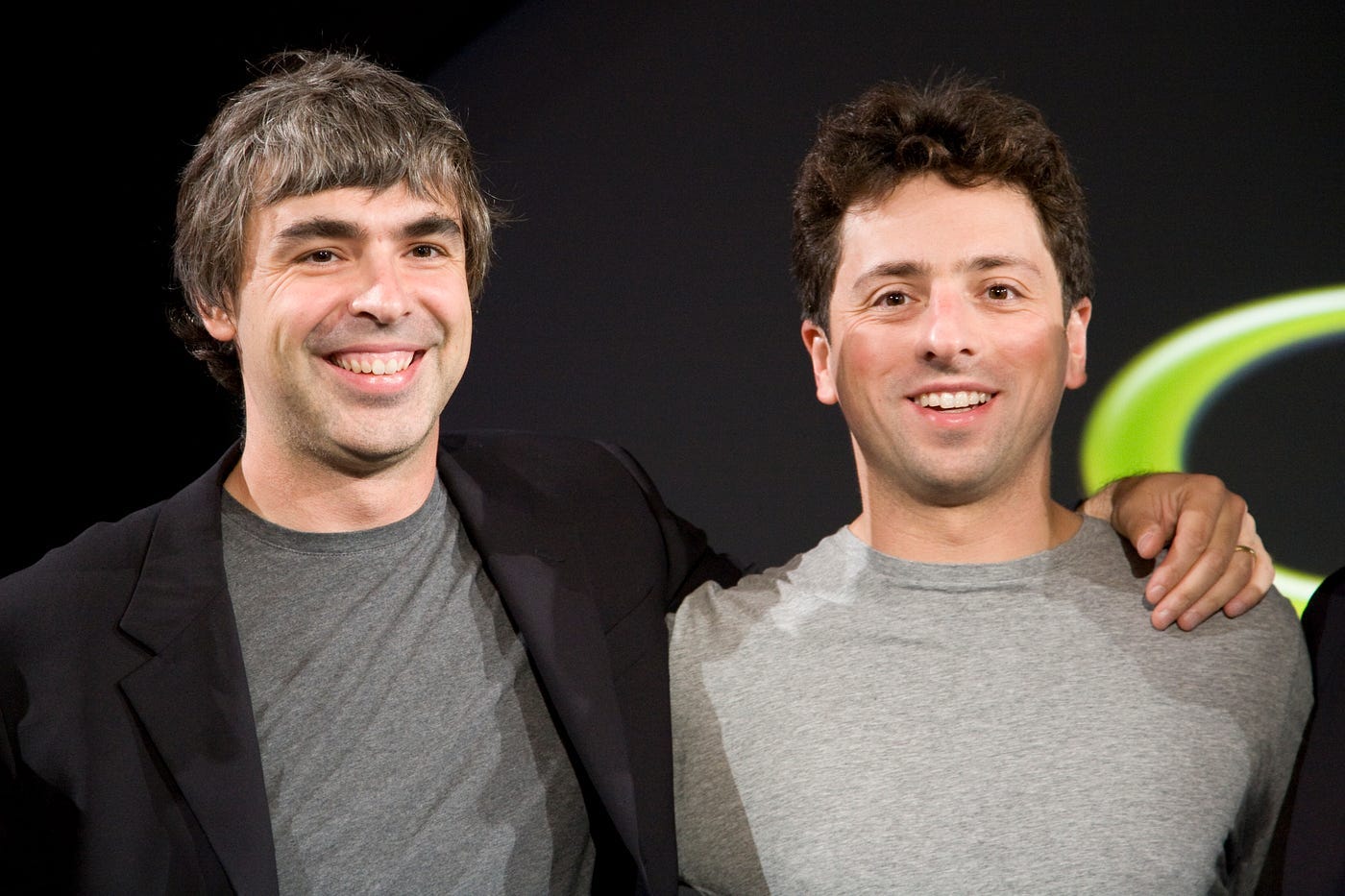 Larry Page and Sergey Brin together as CEO and President in 2019 Larry Page and Sergey Brin together as CEO and President in 2019