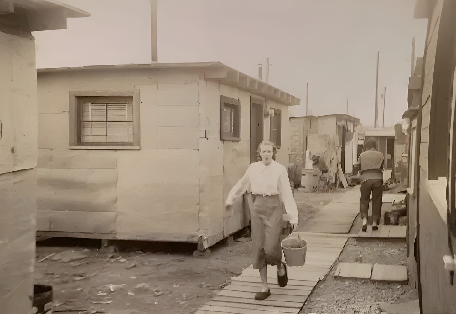 Temporary housing in 1940s Anchorage, Alaska.