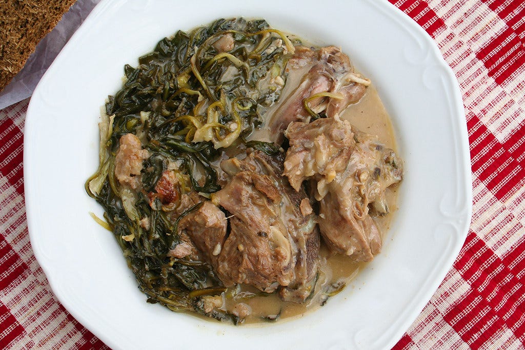 Yanna's Arni me Stamnagathi / Αρνί με Σταμναγκάθι (Cretan Lamb with Wild  Spiny Chicory and Lemon Sauce) – The Glutton Life