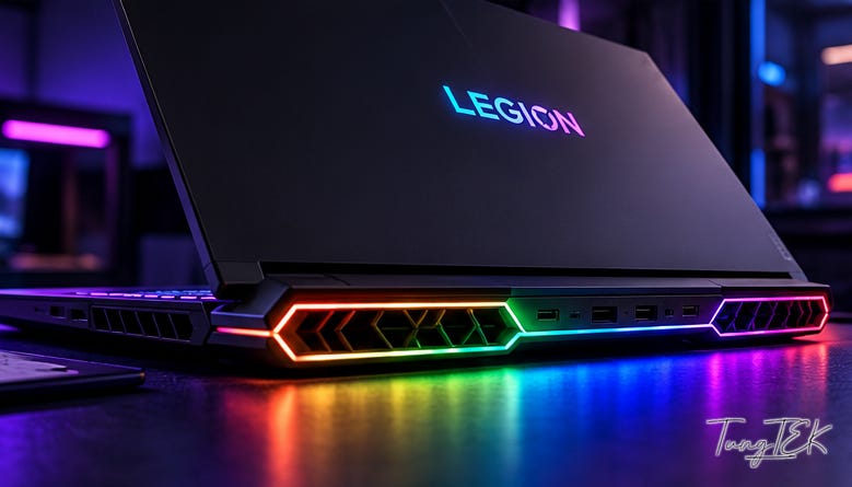 Hình minh họa AI — cụm tản nhiệt và đèn RGB phía sau.