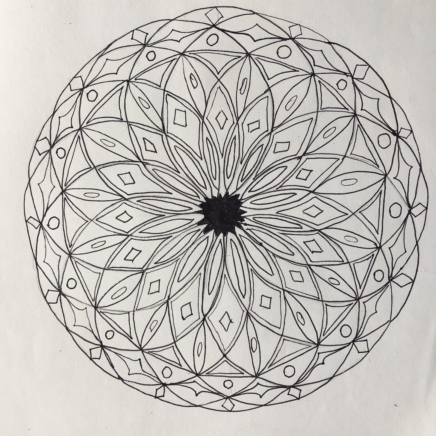 Line Drawing entitled Mandala 28: Confidence by Phyllis Capanna