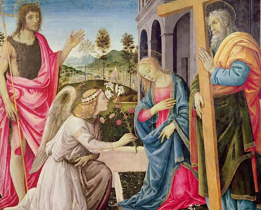 Annunciation with Saint Joseph and Saint John the Baptist by Filippino Lippi