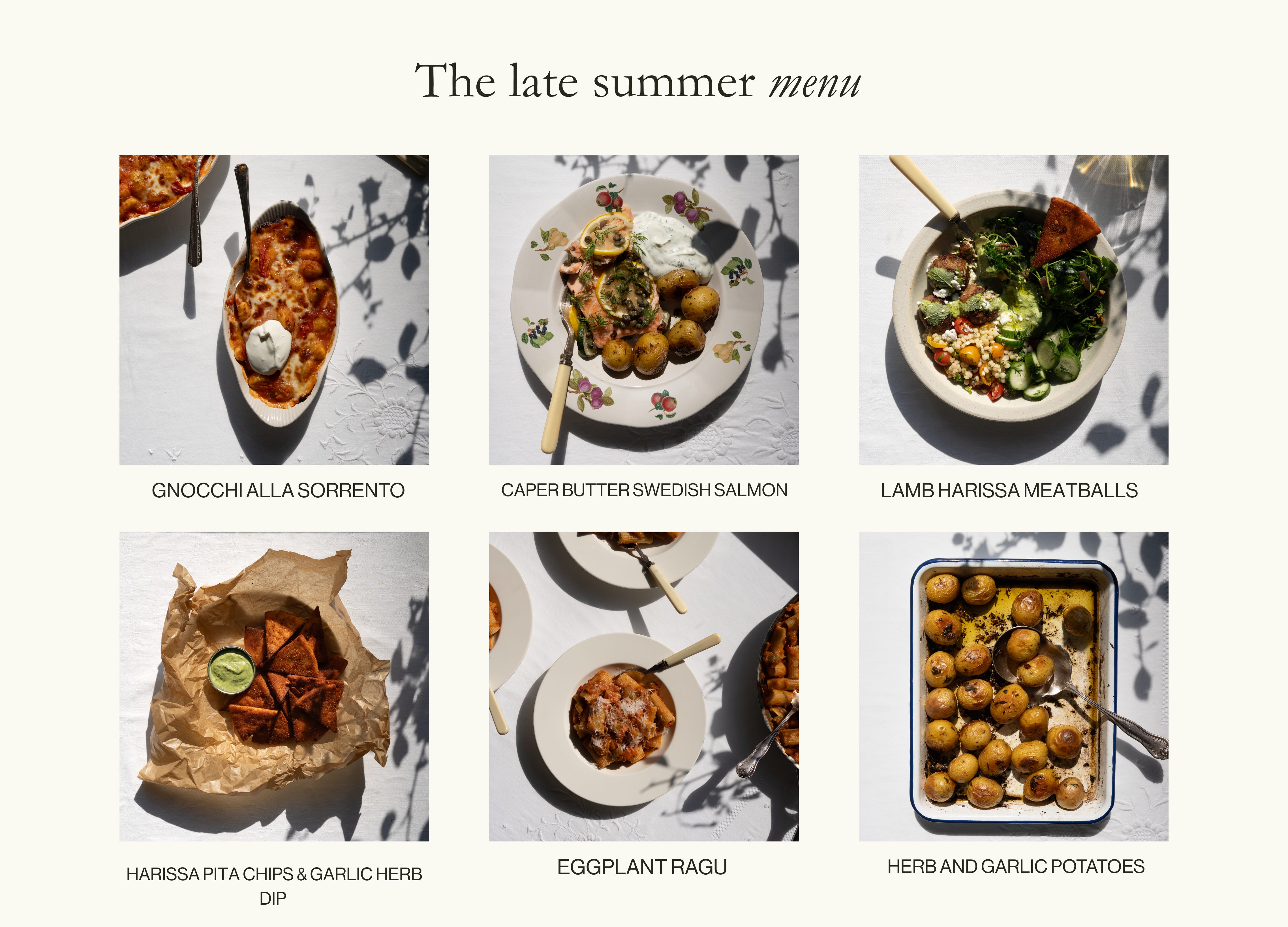 The late summer menu - by Sarah Stanback-Young