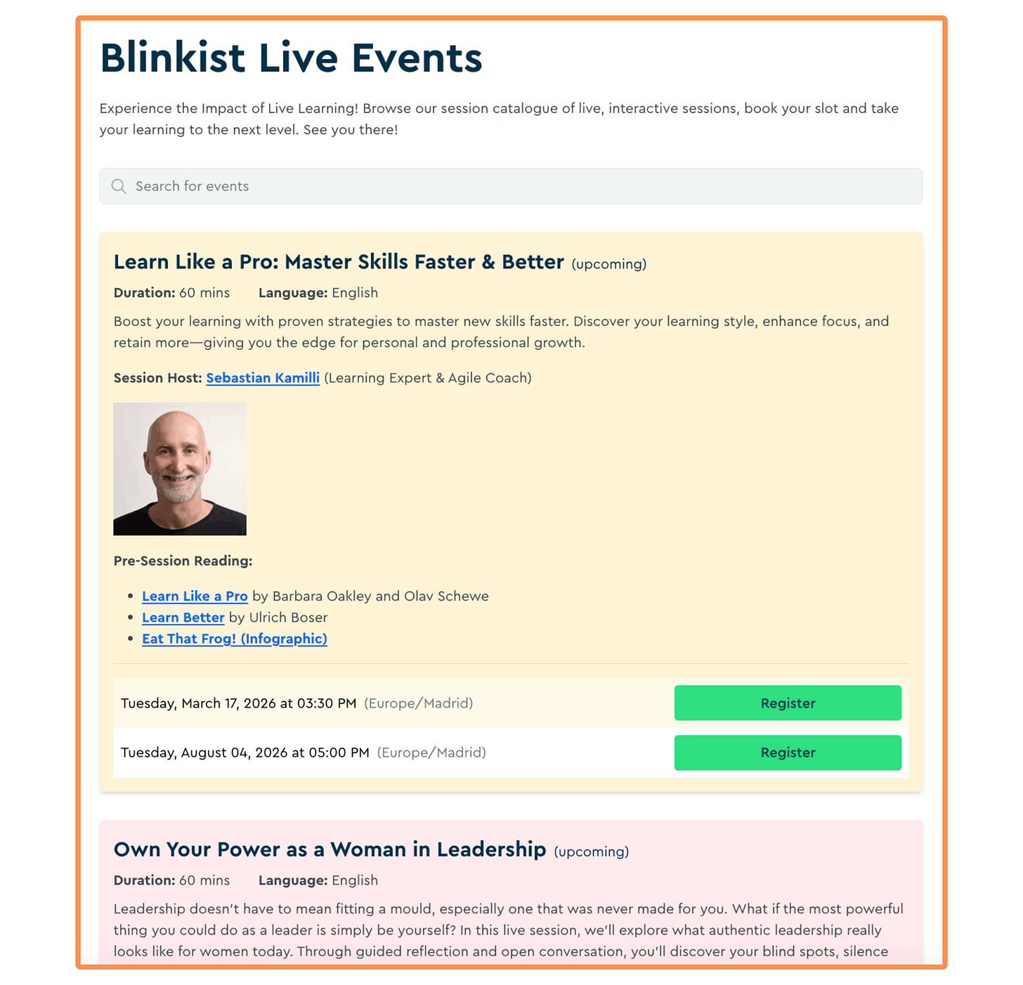 Blinkist live events