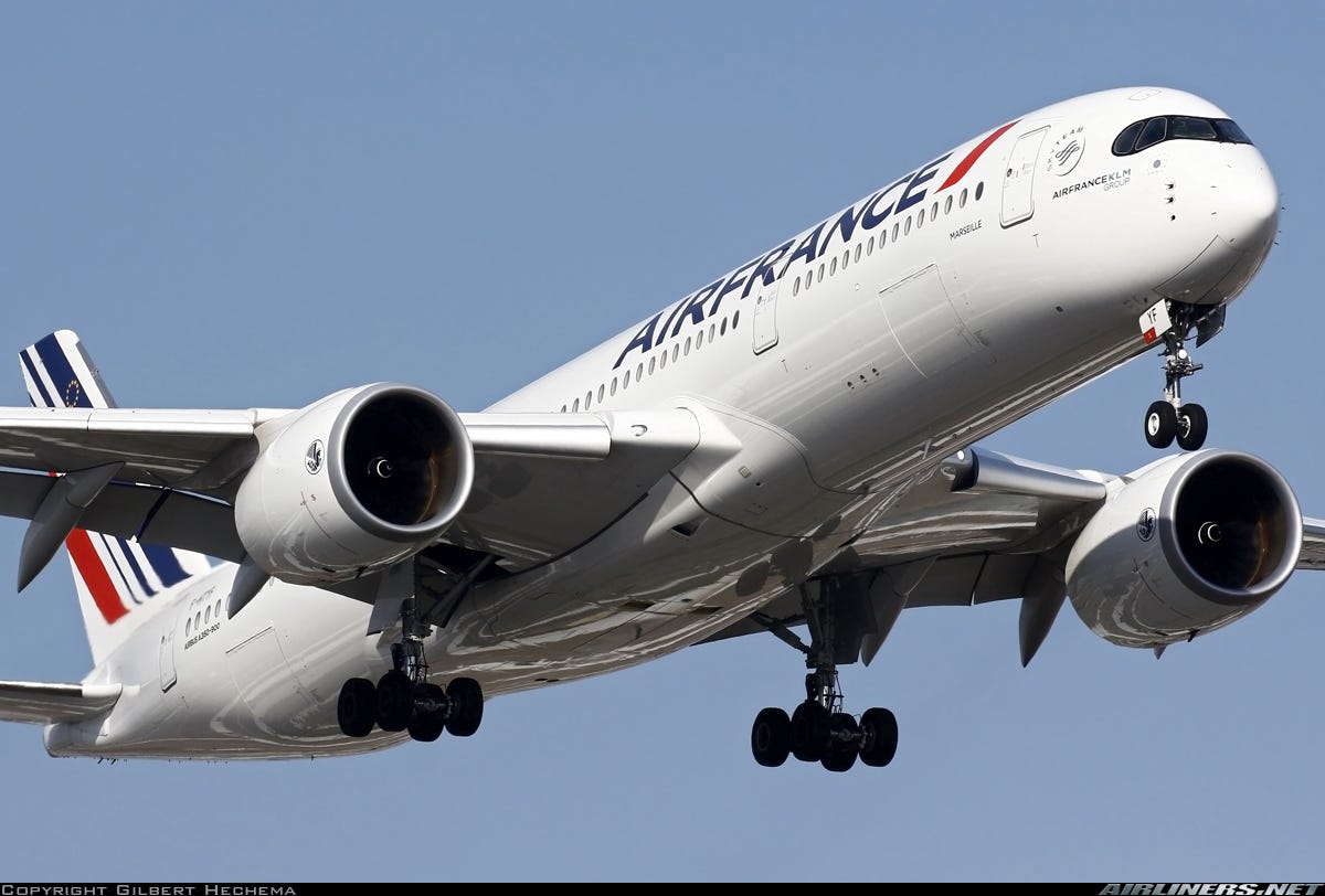 Air france Airbus A350 landing in Montreal Canada.